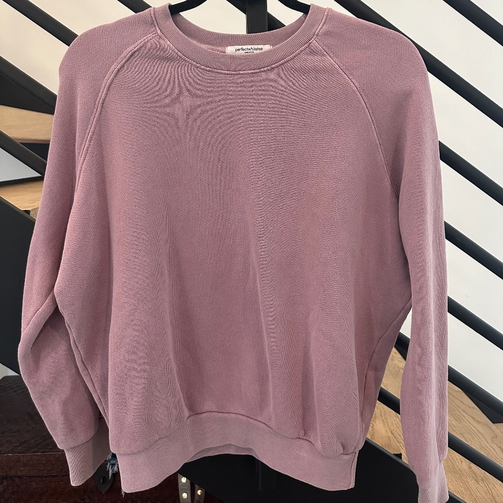 Perfectwhitetee- Tyler french terry pullover sweatshirt  Light Purple Sz S
